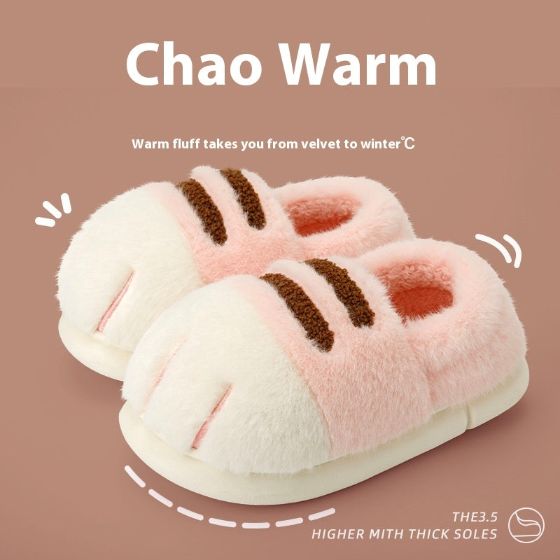 Inner Velvet Thick Soft Soled Keep Warm Outerwear Fluffy Slippers