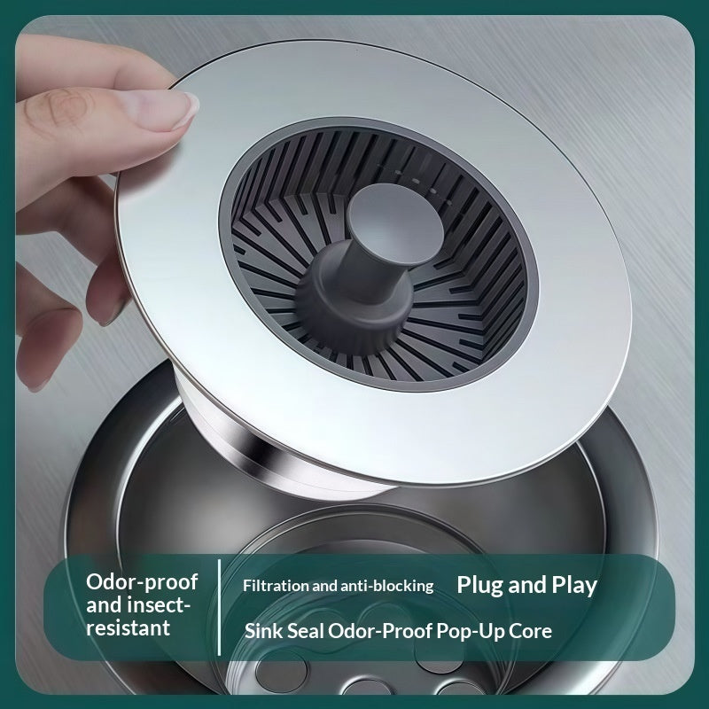 Press-type Kitchen Sink Filter Mesh Groove Filter Deodorizing Core