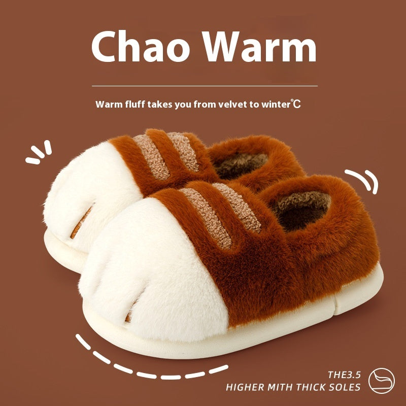 Inner Velvet Thick Soft Soled Keep Warm Outerwear Fluffy Slippers